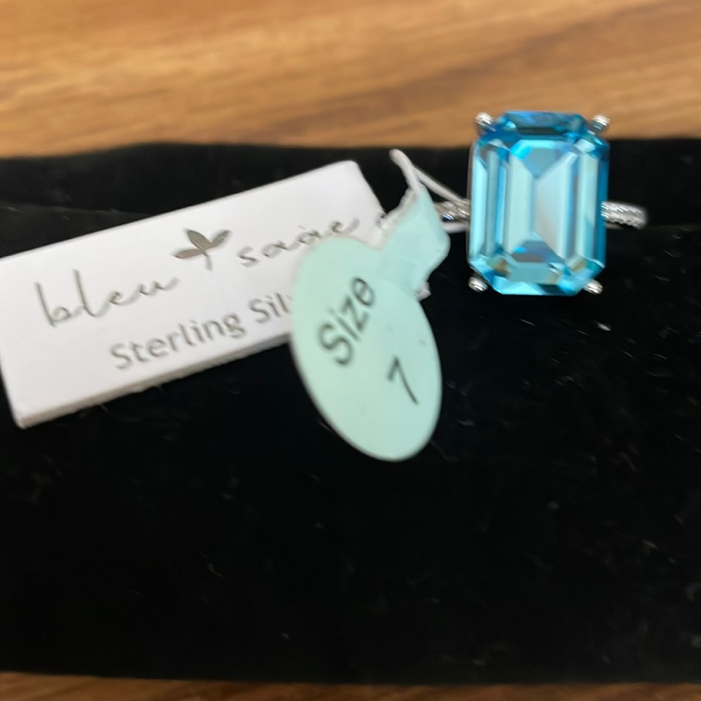 Sterling silver aqua marine ring